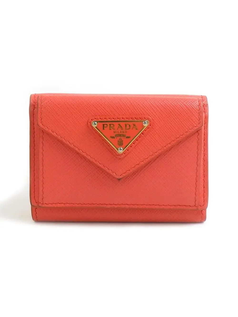 Auth Prada Trifold Wallet Orange #280470P16B