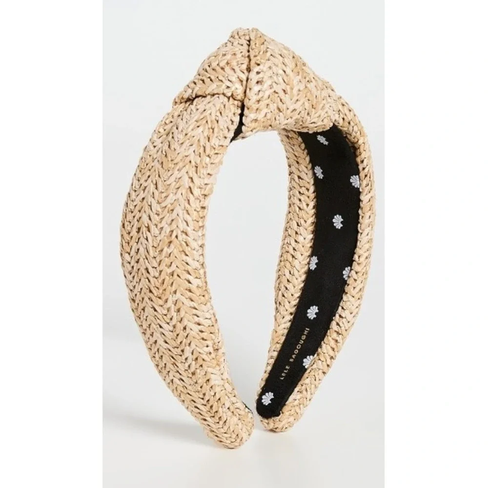 Lele Sadoughi Raffia Knitted Headband Tan Raffia Knotted One Size Summer