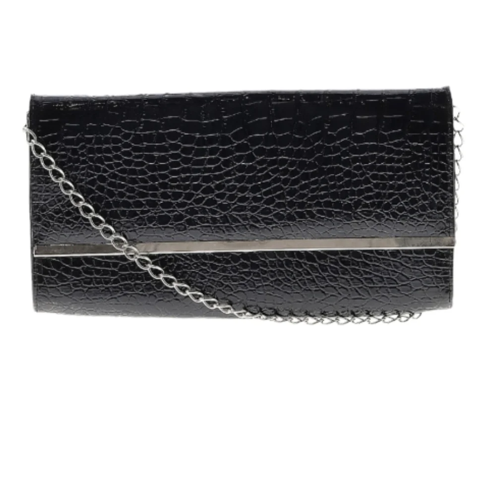 Faux Croc Clutch Bag‎ with Chain Strap