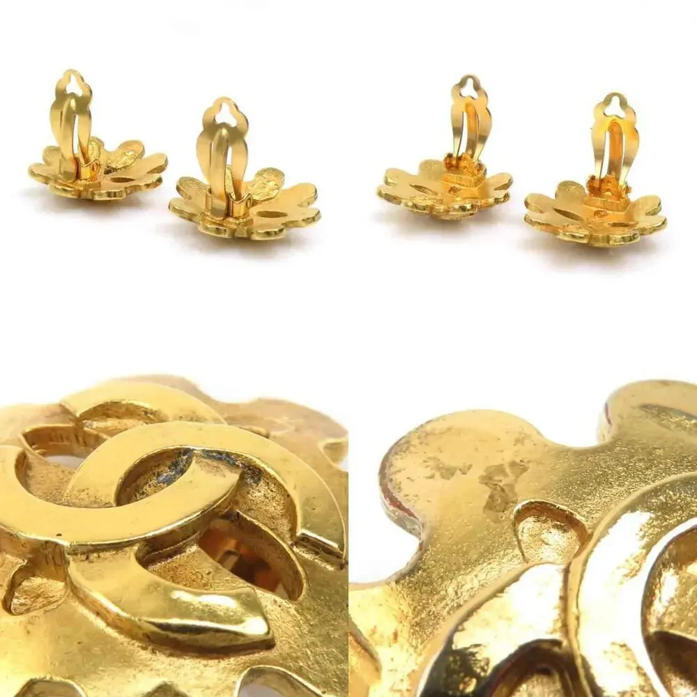 CHANEL Gold Logo Earrings