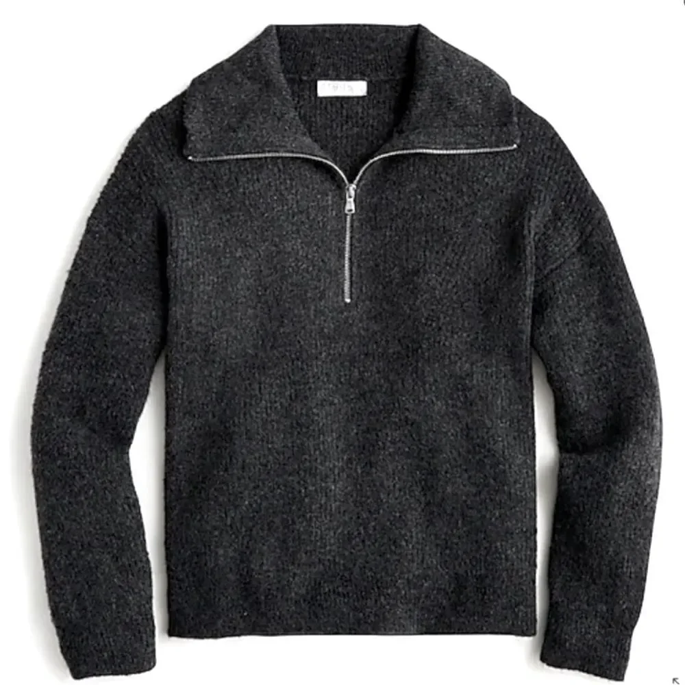 J. Crew Half Zip Stretch Merino Wool Sweater in Heather Charcoal NWT! size Large