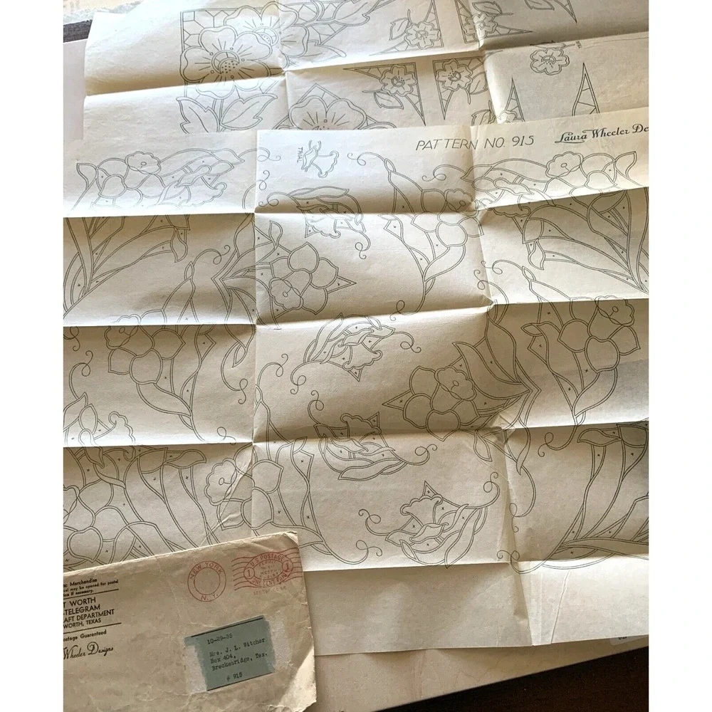 Vintage 1935 Laura Wheeler Transfer Mail Order Floral Flower Pansy Unused