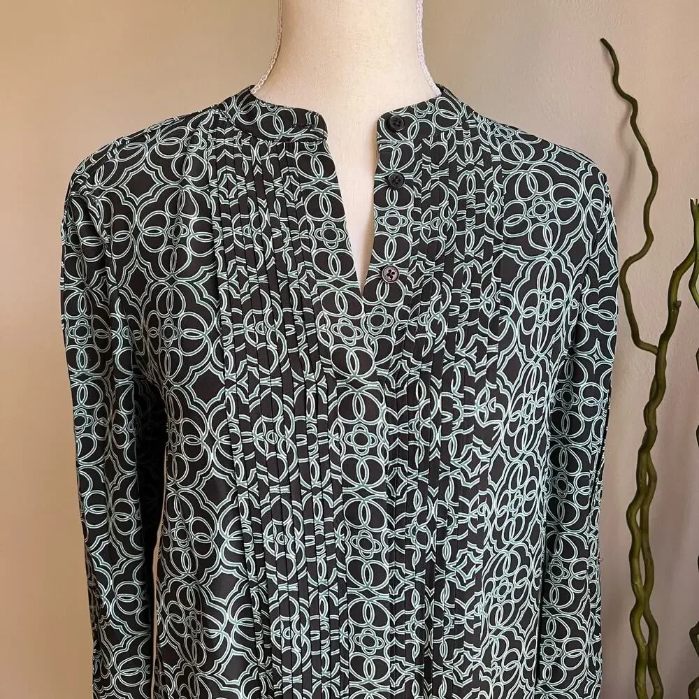 Tory Burch Massey Silk  Mini Dress Tunic Abstract Women's Size 0‎ XS Blue Green