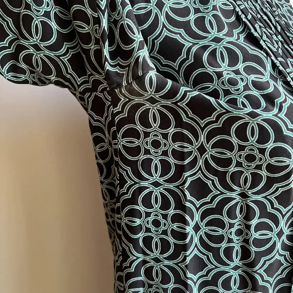 Tory Burch Massey Silk  Mini Dress Tunic Abstract Women's Size 0‎ XS Blue Green