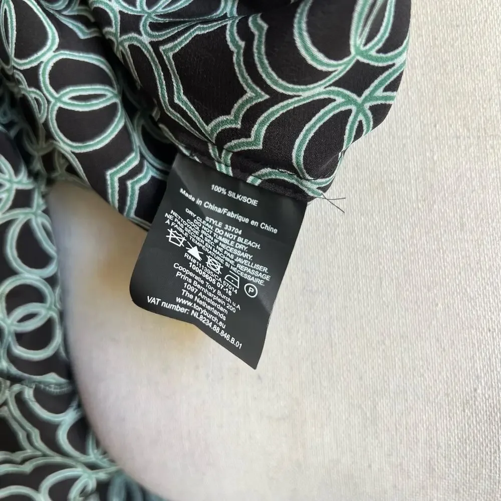 Tory Burch Massey Silk  Mini Dress Tunic Abstract Women's Size 0‎ XS Blue Green