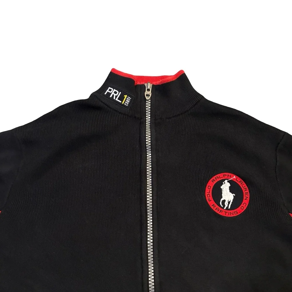 Polo Ralph Lauren Rafting Co Track Jacket Mens XXL Black Red Kayak Slalom Zip