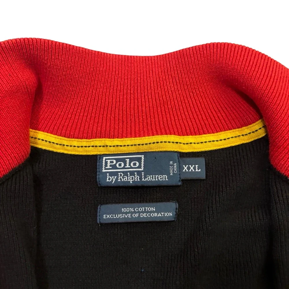 Polo Ralph Lauren Rafting Co Track Jacket Mens XXL Black Red Kayak Slalom Zip