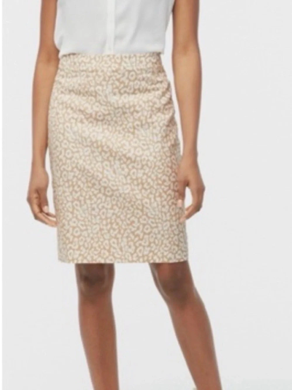 J. Crew Beige and Cream Printed Pencil Skirt