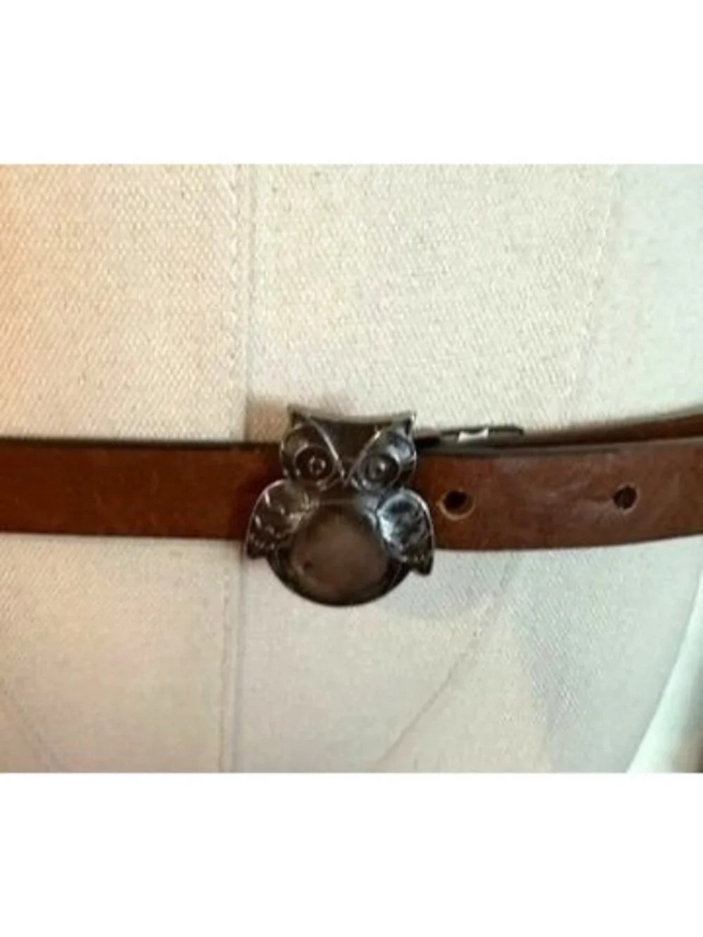 Brown Leather Belt With Owl Buckle 42
