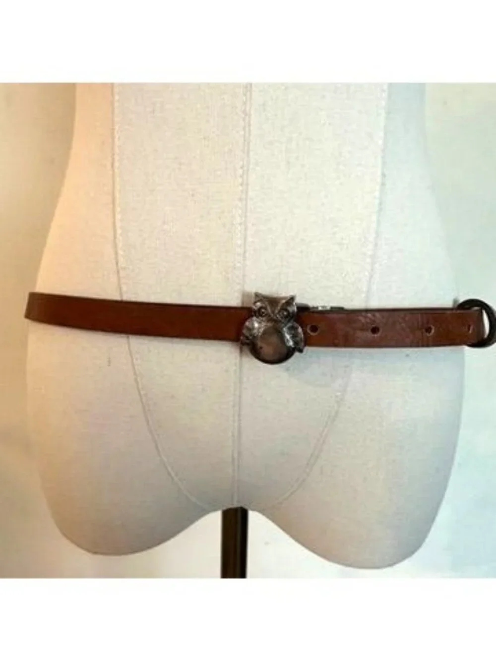 Brown Leather Belt With Owl Buckle 42