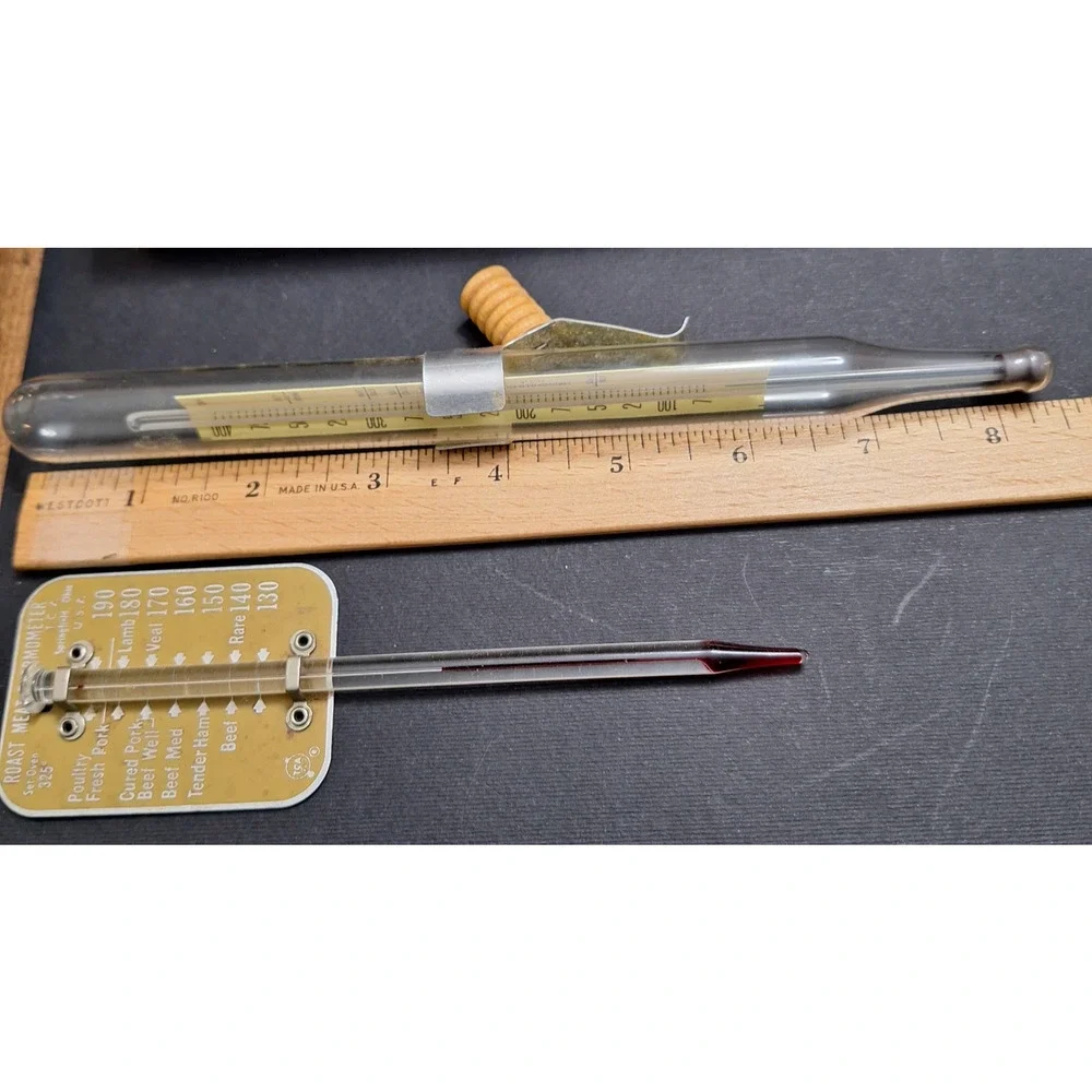 Set of 2 Vintage Taylor TCA Thermometers, Roast Meat and Candy Making
