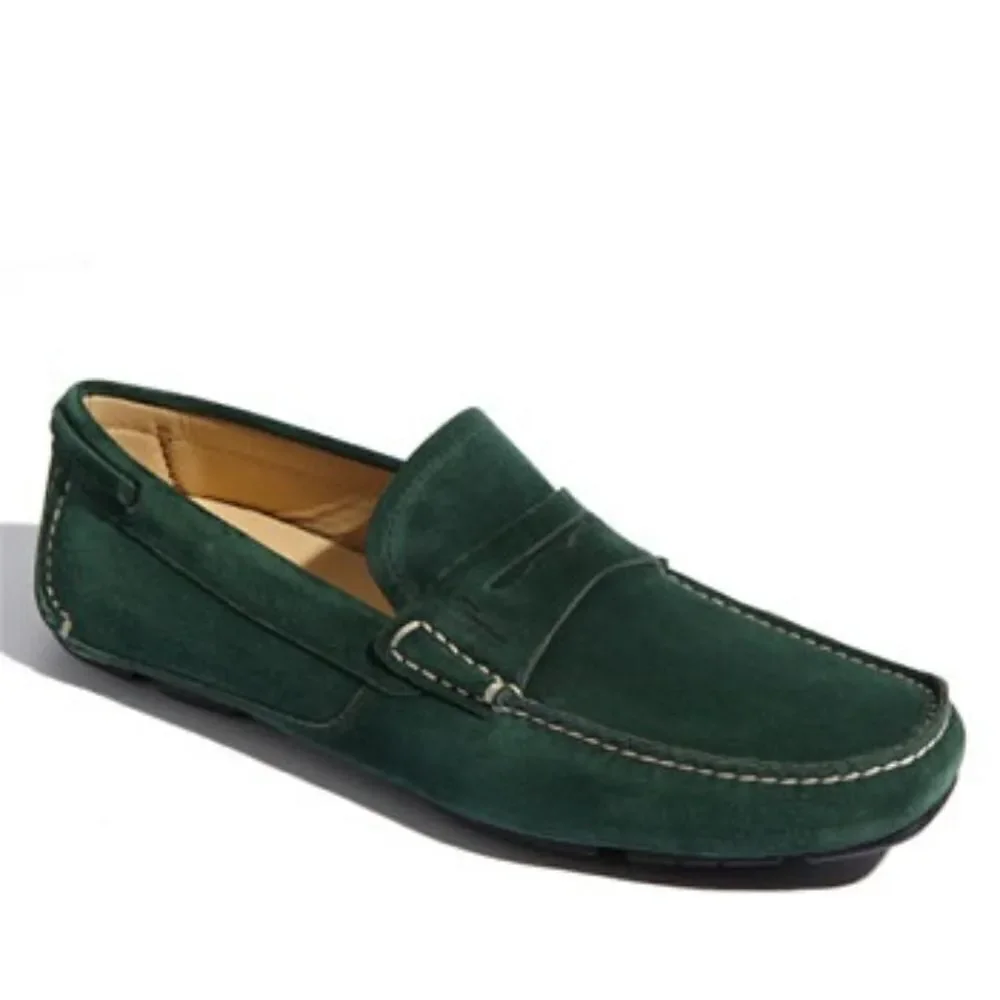 Salvatore Ferragamo Billy 2 Green Suede Driving Loafers Sz 9