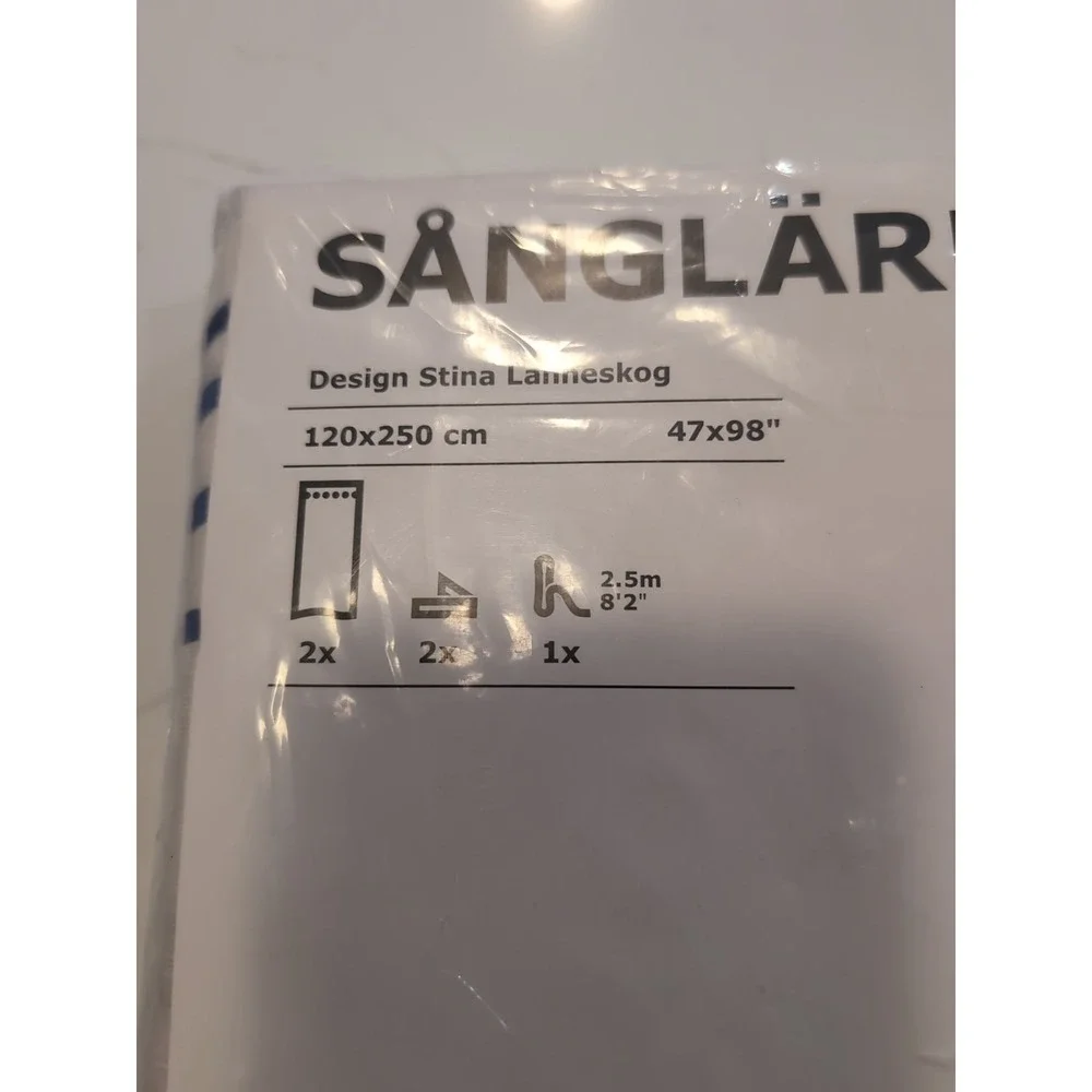 IKEA SANGLARKA Butterfly Curtains 1 Pair White Blue Pink 47x98 504.270.19 NEW