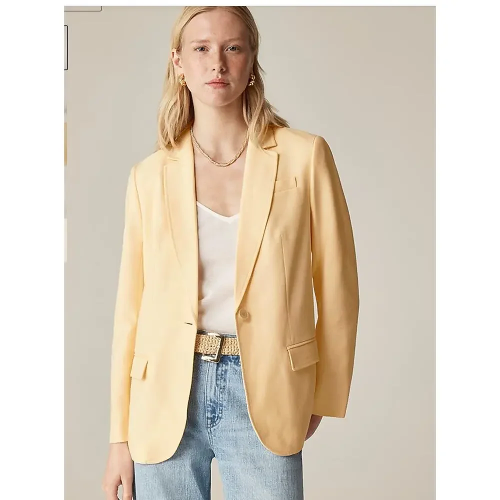 J.Crew Arden Blazer Luster Canvas Sweet Meringue Yellow Size 12