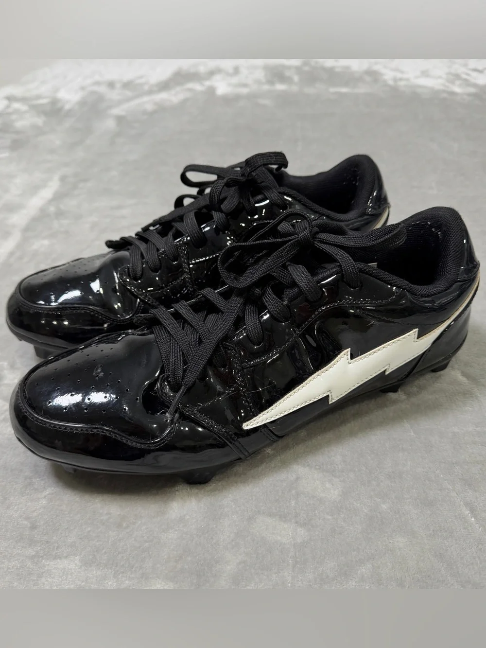 Enzo Phantom Black White Patent Leather Men's Cleats Size 12 Limited Edition