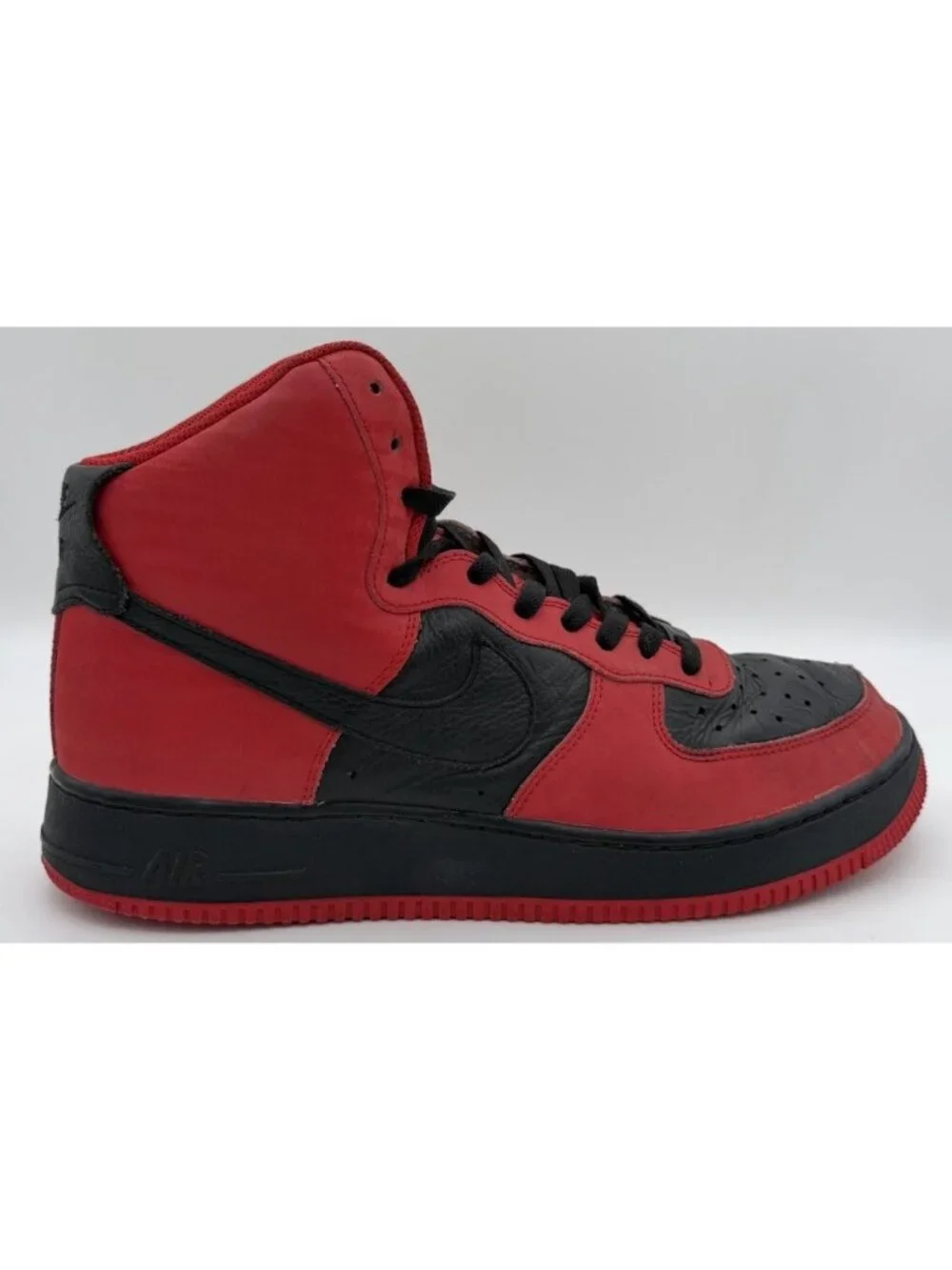 Nike By You Air Force 1 High Red Black Leather Shoes Sneakers DZ3610-900 Size 11