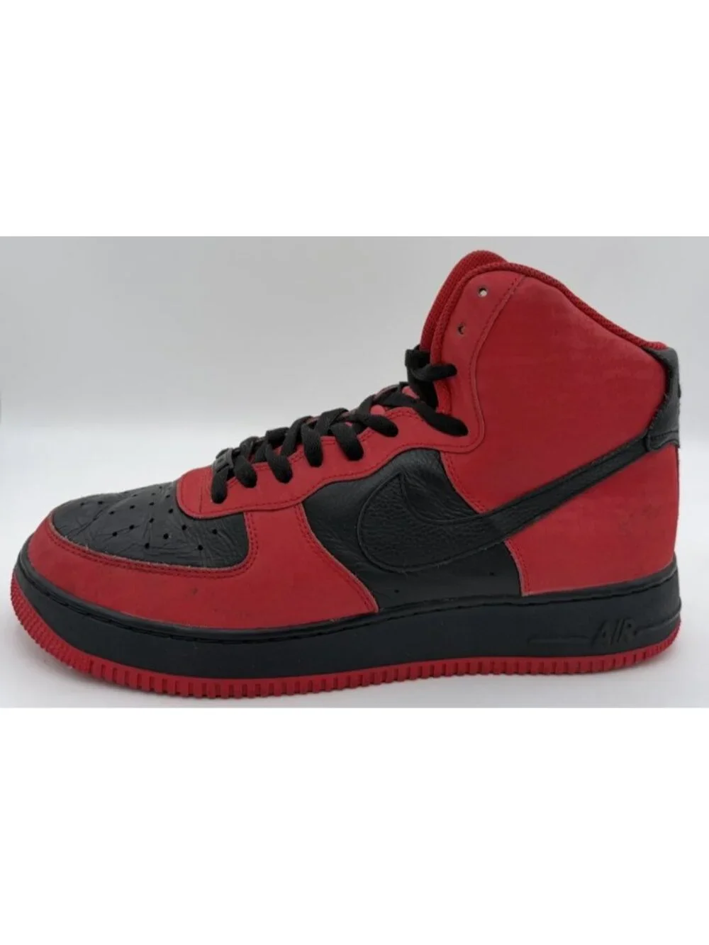 Nike By You Air Force 1 High Red Black Leather Shoes Sneakers DZ3610-900 Size 11