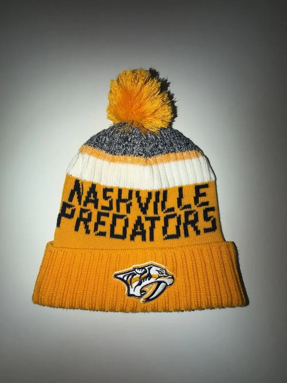 Fanatics Hockey NHL Nashville Predators Yellow Logo Beanie Hat