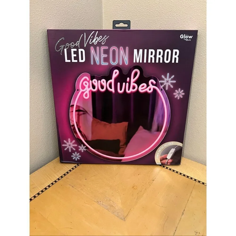New in Box! Gabba Goods Glow Good Vibes LED Neon Light Mirror