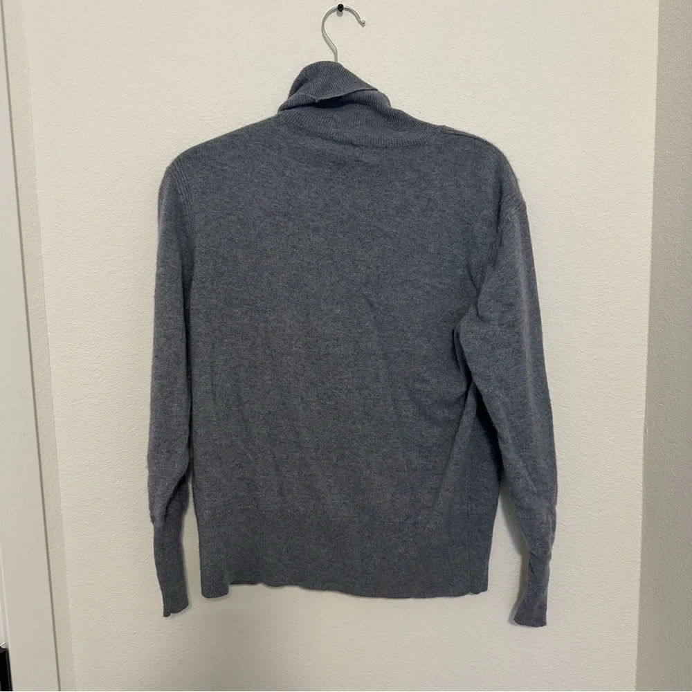 J Crew Cashmere Fold Over Turtlen Sweater Light Blue Gray Color Size Small Women