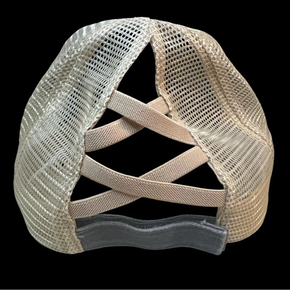 Gray Distressed Trucker Cap with Heart Patch and Pearl Chain detail