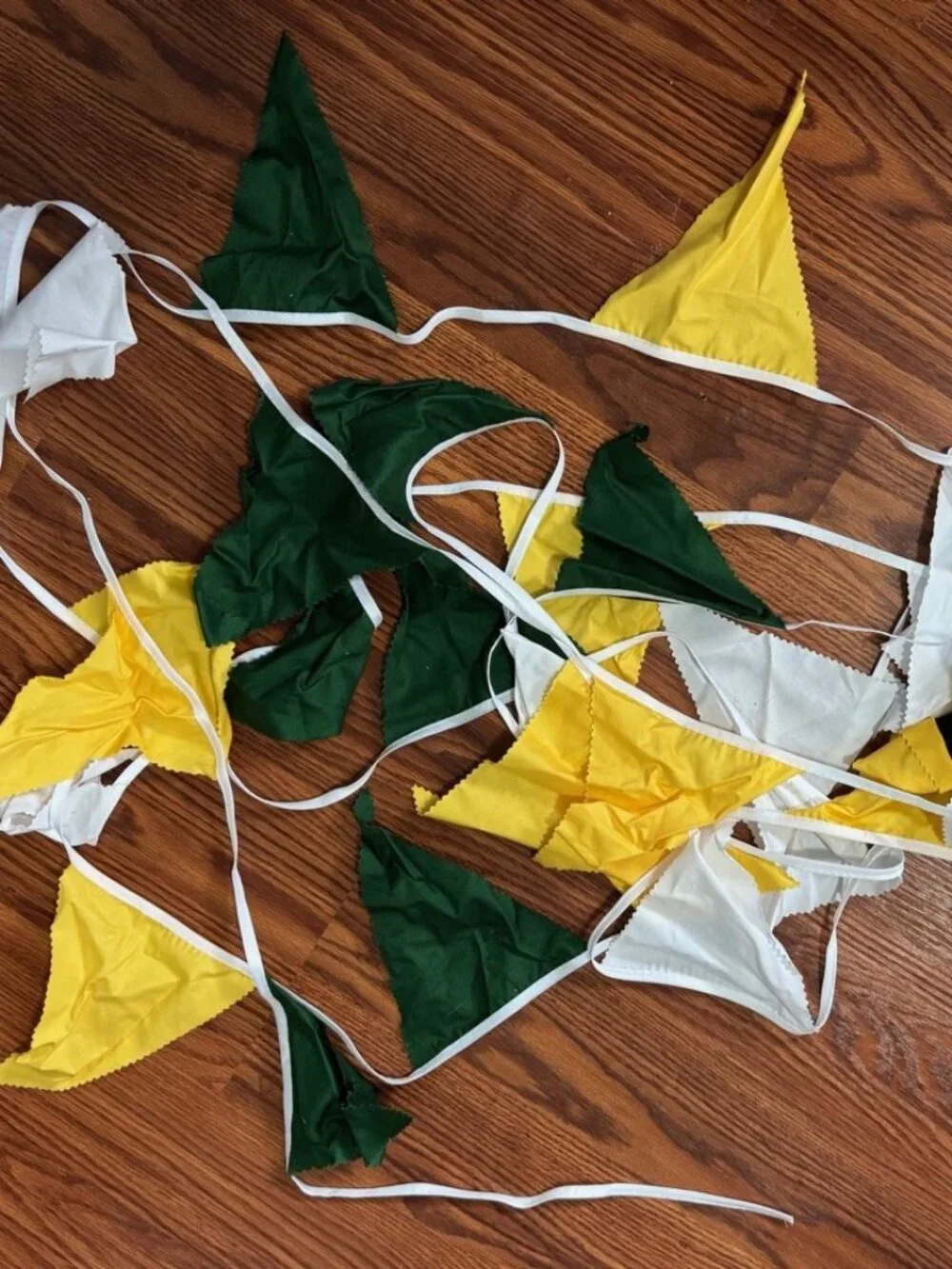 Handmade 34' Fabric pennant / bunting banner - Green, Yellow, White