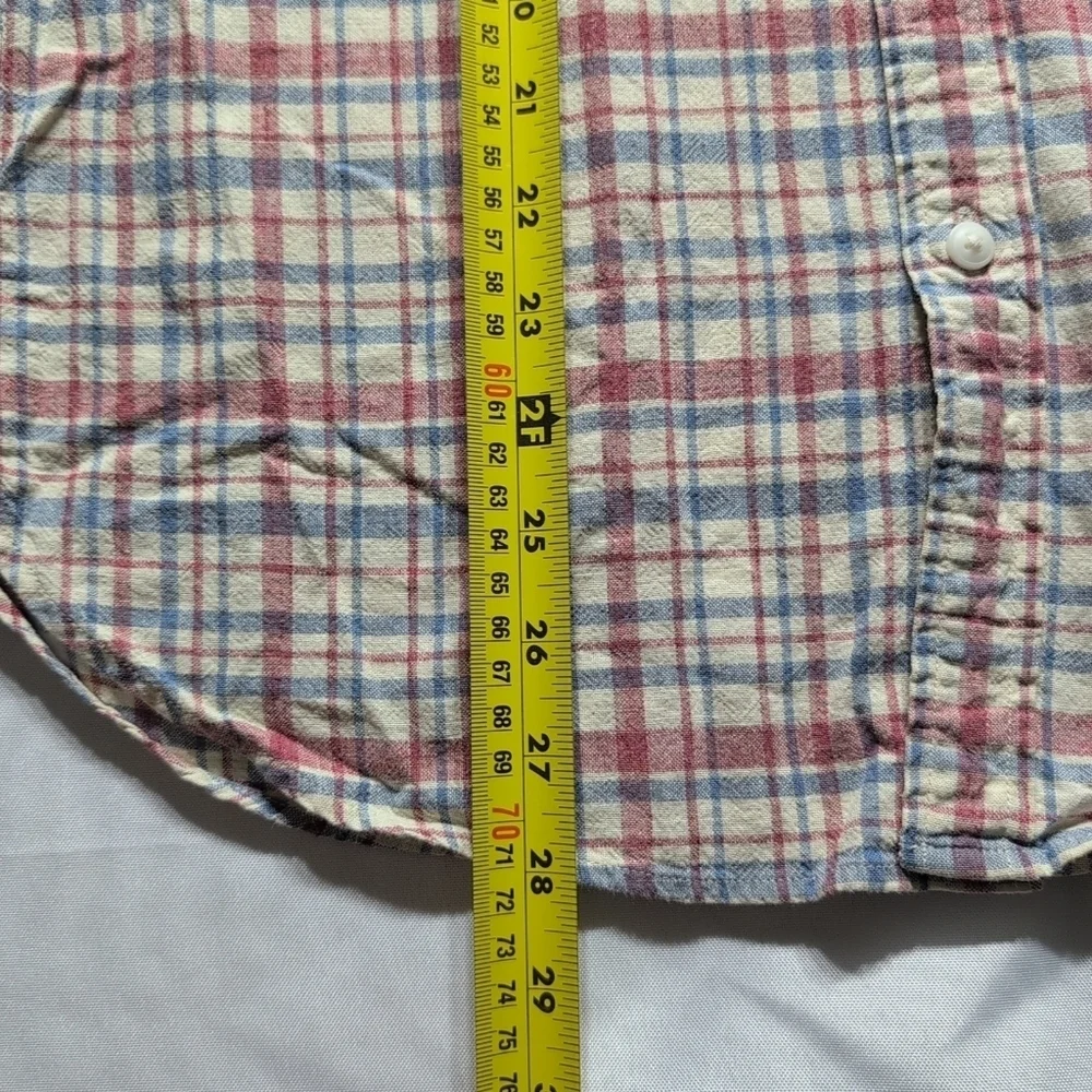 J. Crew Red and Blue Casual Button Down Shirt