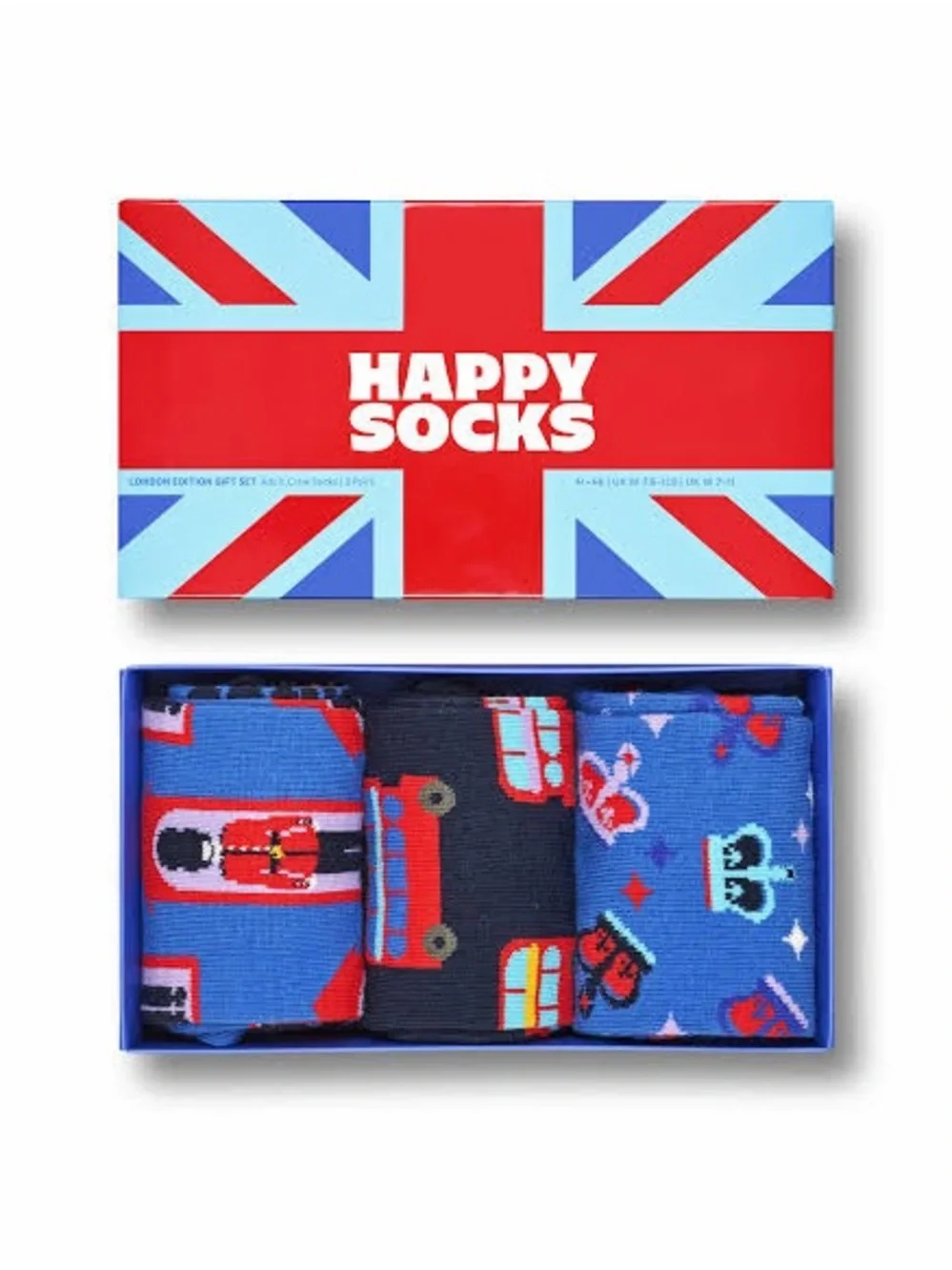 NIB Happy Socks London Edition Gift Set- Pack of 3 Adult Crew Socks