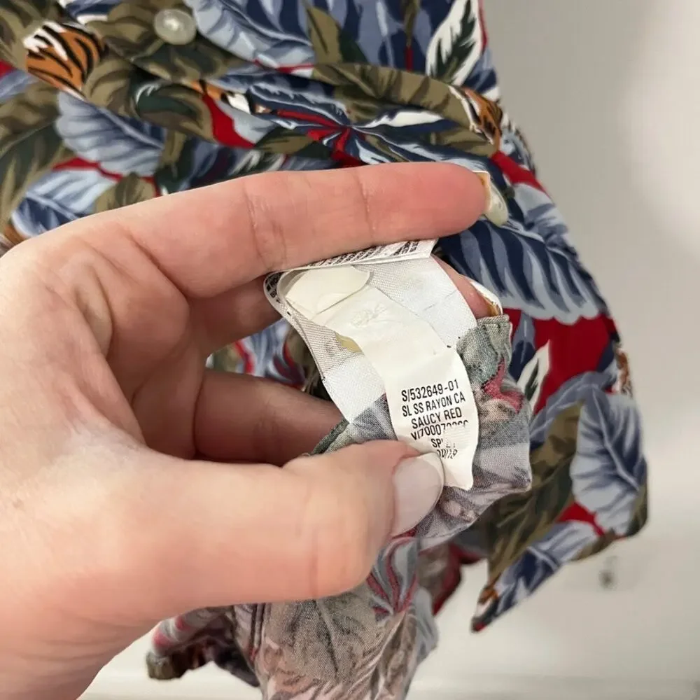 Banana Republic Men's Hawaiian Palm Leaf Print Button Up Top Size Large