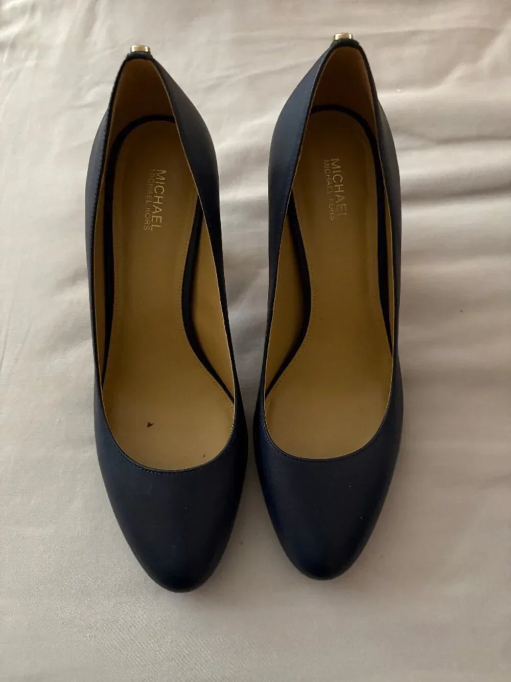 Michael Kors Navy Leather Pumps Women’s Size 10M Block Heel