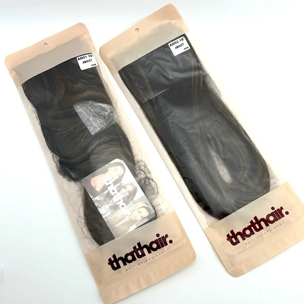 ThatHair Halo Extension Set 18in Dark Brown Blonde Highlight NWT 2 Pack (H)