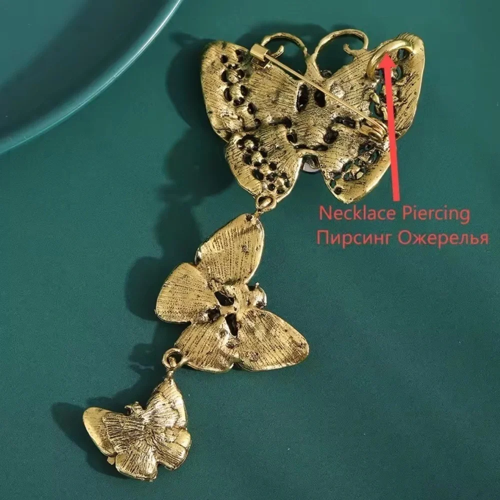 Sapphire Butterfly Cascade Diamond Crystal Brooch