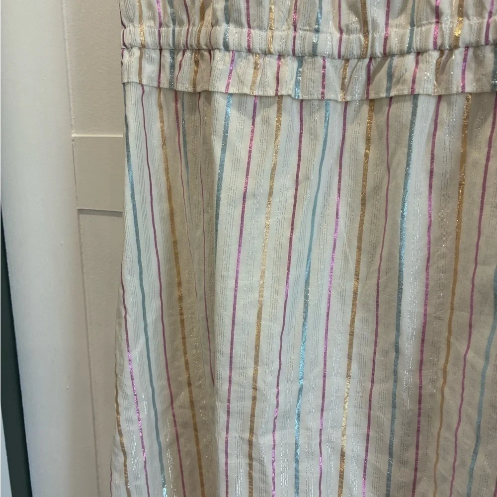 J.Crew tie front Hamptons shimmery white midi dress size 14
