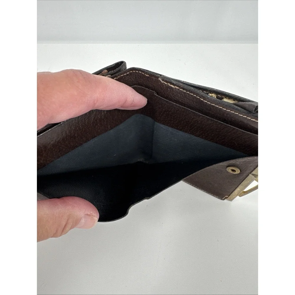 Gucci Vintage Interlocking bi-fold wallet Change Purse Brown leather Made Italy