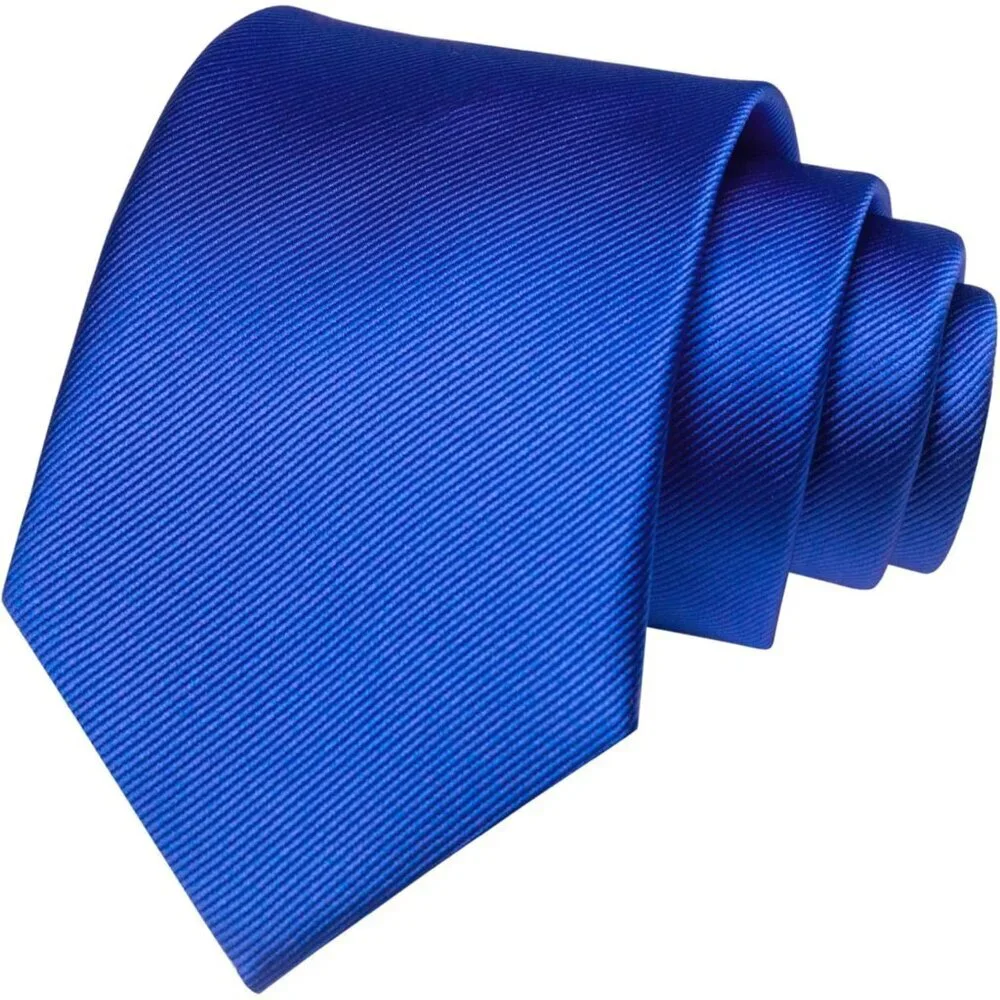 Men's Royal Blue Colour Formal Necktie and Pocket Square Tie Clip Sets