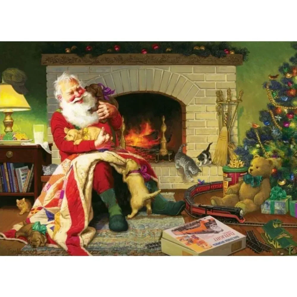 Cobble Hill Santa's Favorite Quilt 1000 pc Jigsaw Puzzle USED