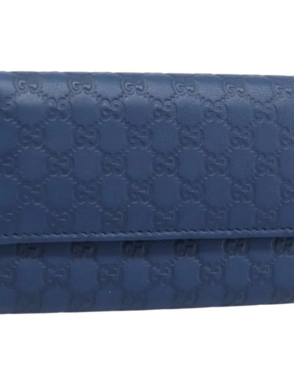 GUCCI Micro Guccissima GG Canvas Key Case Leather Blue Gold 278633 Auth 186350M