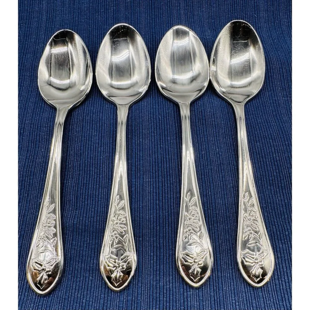 Pfaltzgraff Winterberry Holly Tablespoon Stainless No Color‎ Flatware Lot of 4