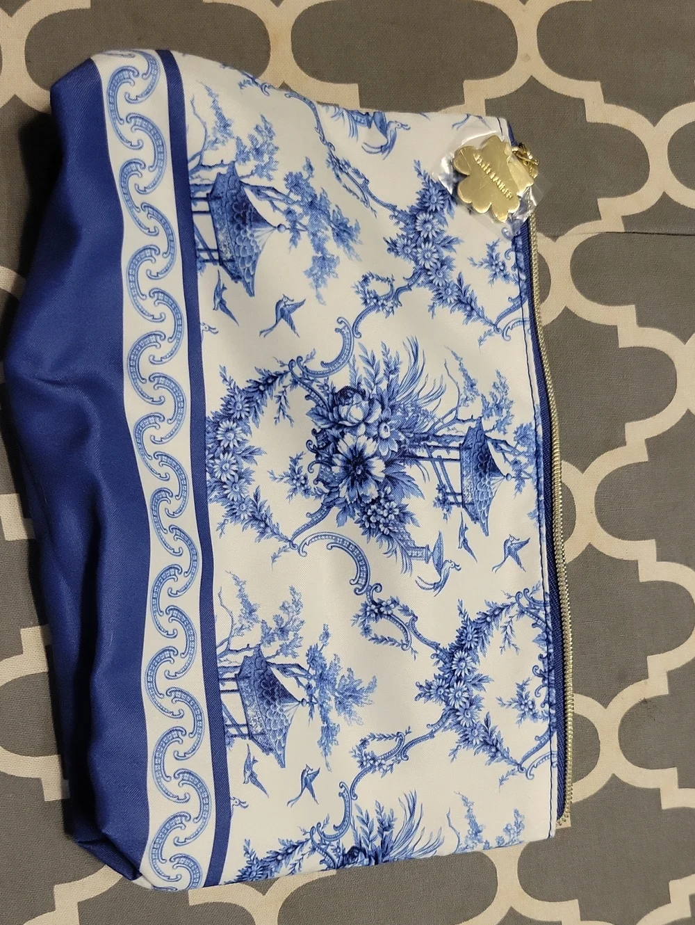 Clinique Multicolor Floral Tote with Red Straps