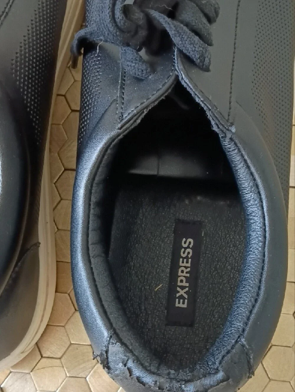 Express Men's Black Low-Top Sneakers with White Soles