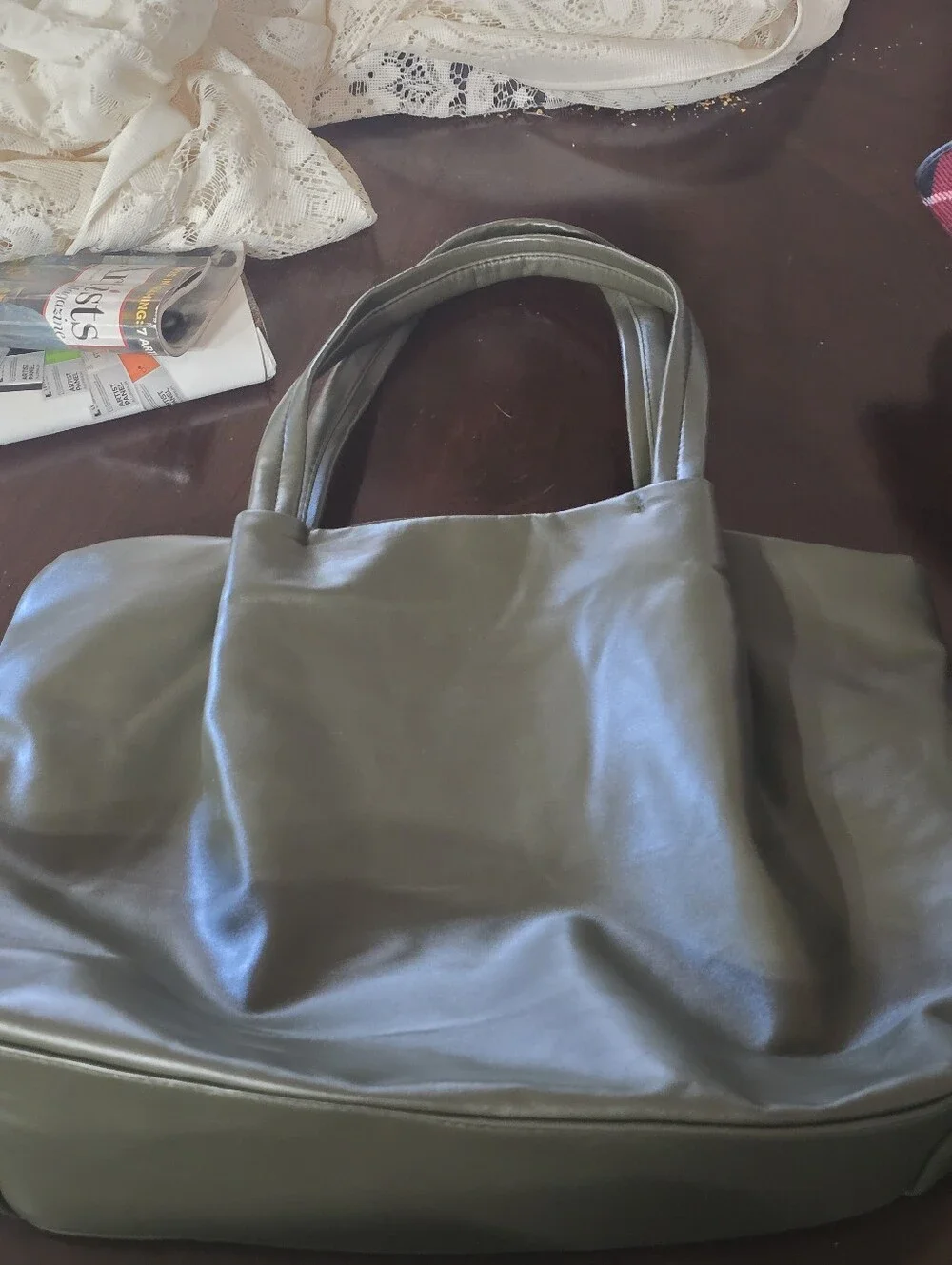 Neiman Marcus Black Leather-Look Tote Bag