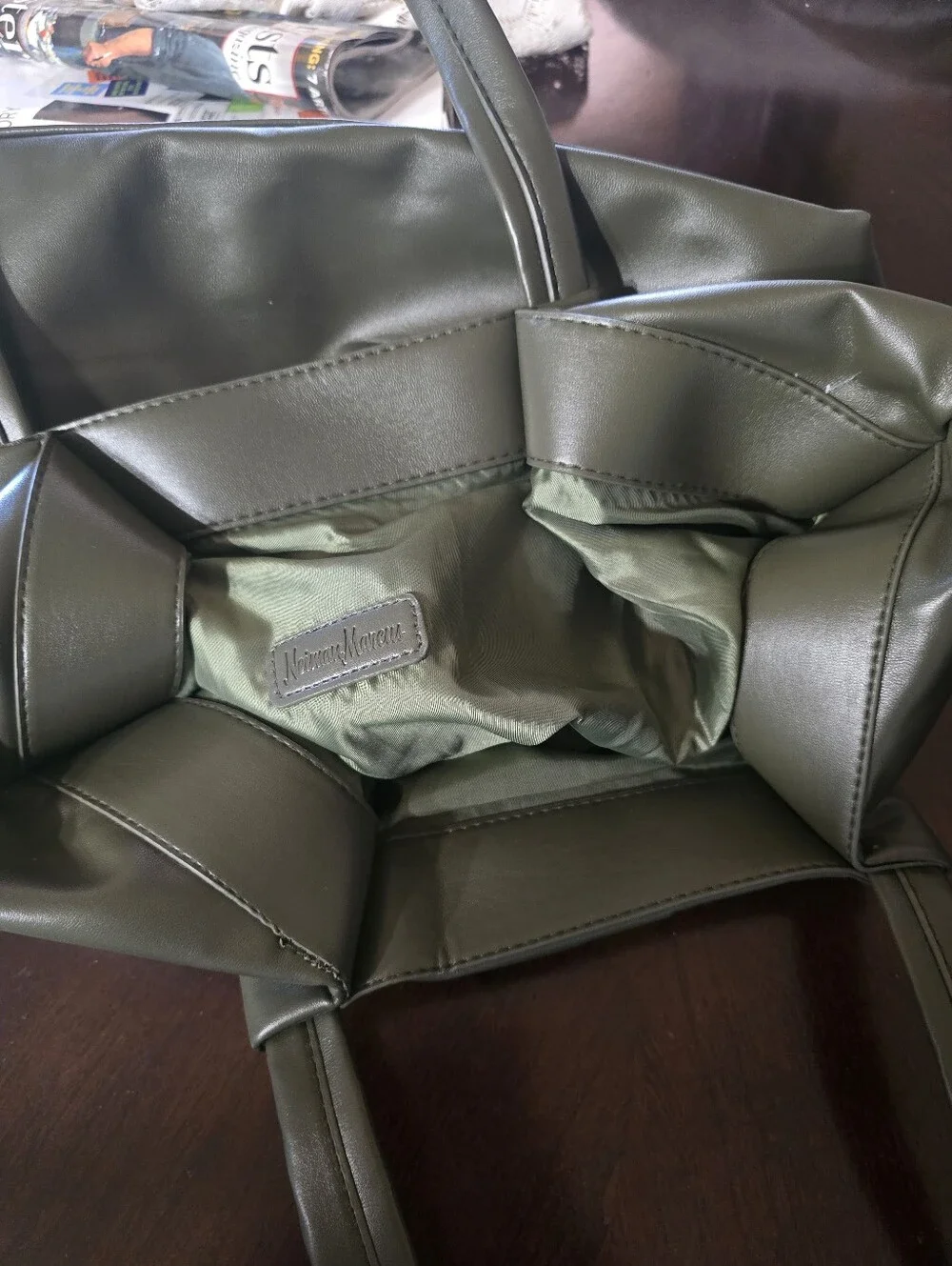 Neiman Marcus Black Leather-Look Tote Bag