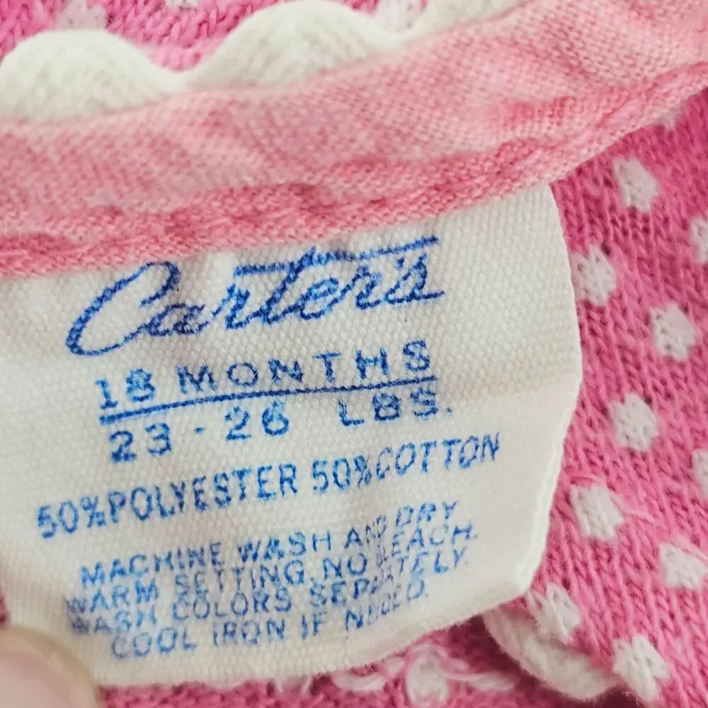 Vintage Carter's Pink Dotted Butterfly Overall Bib Dress Shortalls Baby 18 4032