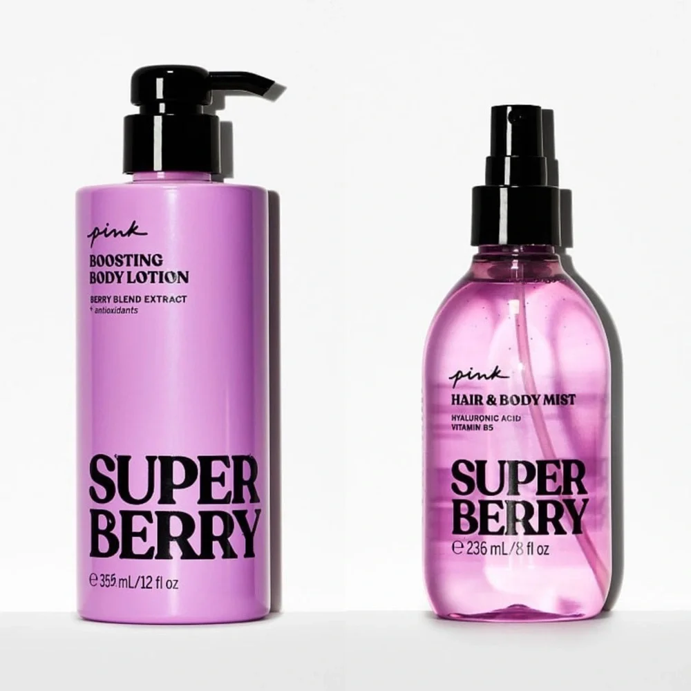 Victoria’s Secret PINK Super Berry Boosting Body Lotion Set Nwt