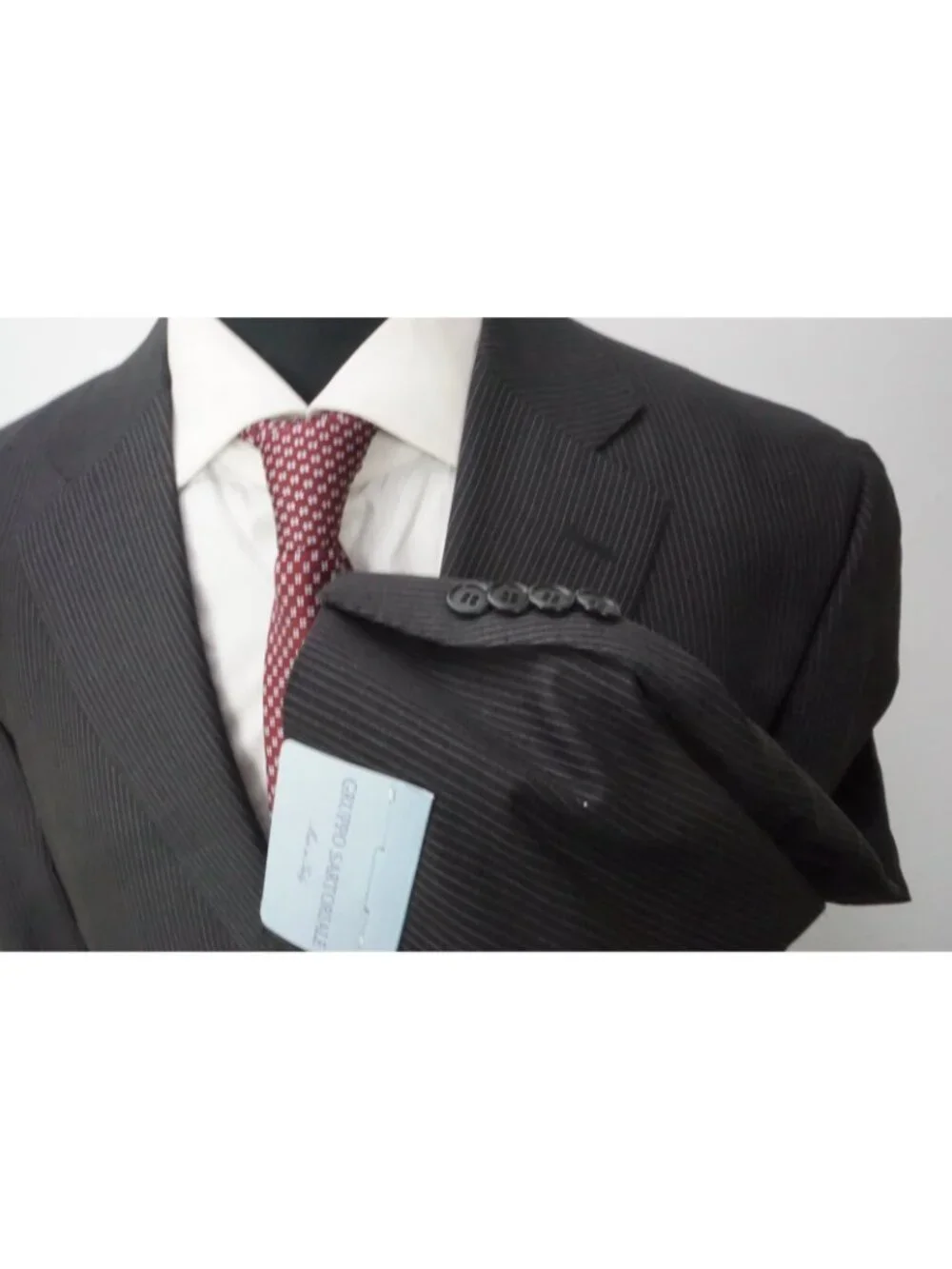 Gruppo Sartorial Charcoal Stripe Loro Piana S130s 2Pc Suit Jacket Pant 44R New