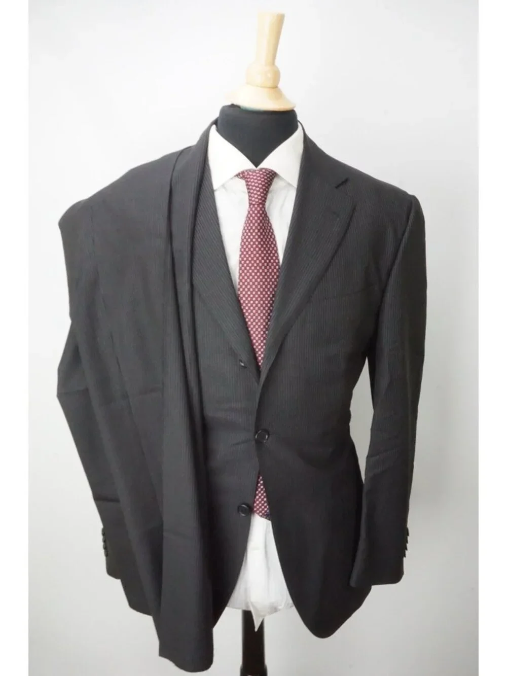 Gruppo Sartorial Charcoal Stripe Loro Piana S130s 2Pc Suit Jacket Pant 44R New