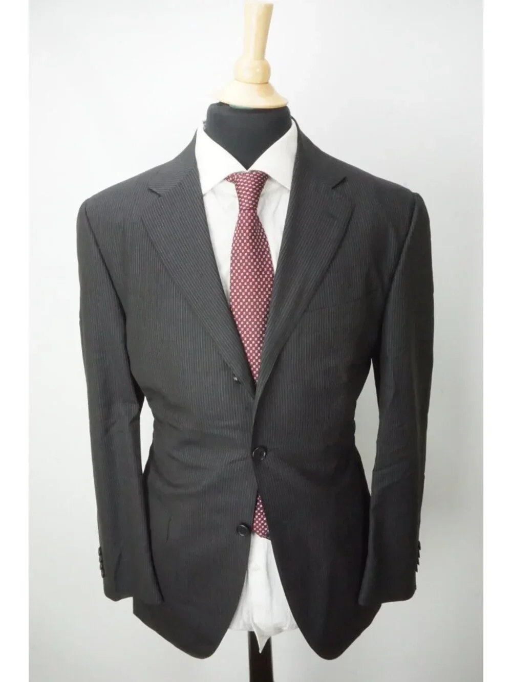 Gruppo Sartorial Charcoal Stripe Loro Piana S130s 2Pc Suit Jacket Pant 44R New