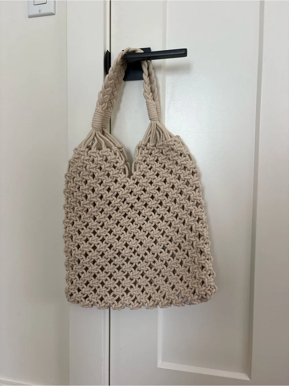 J. Crew Cream Macramé Tote Bag
