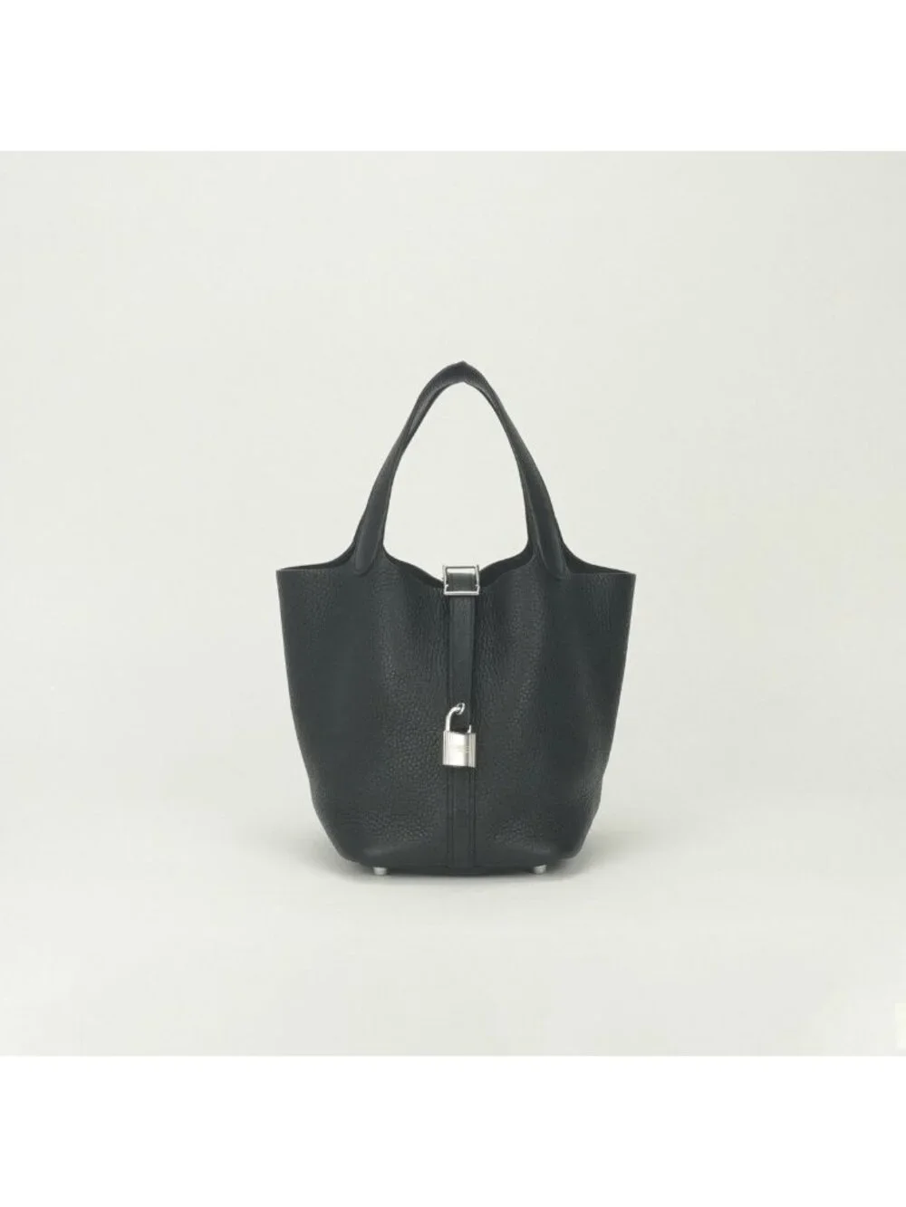 Hermes Picotin Lock PM 18 Tote Taurillon Clemence Noir Black Silver