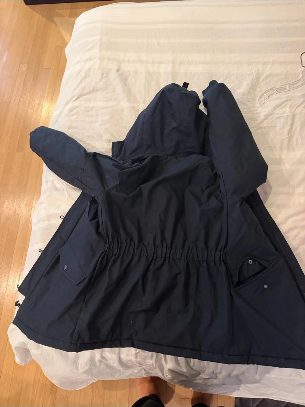 Bonpoint Quilted Navy Blue Jacket with Sherpa Trim